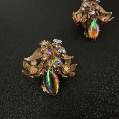 Vtg earrings floral spray - vtg, ab